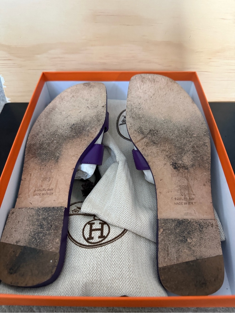 Hermès Oran Sandals - Violet Size 39.5 - Picture 4 of 5